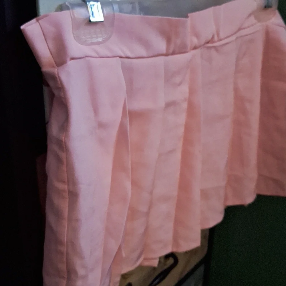 Perfectly pink pleated open sided bow tie lingerie 11 inch long skirt